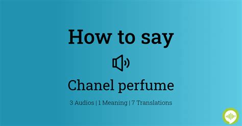 how to pronounce Chanel perfume